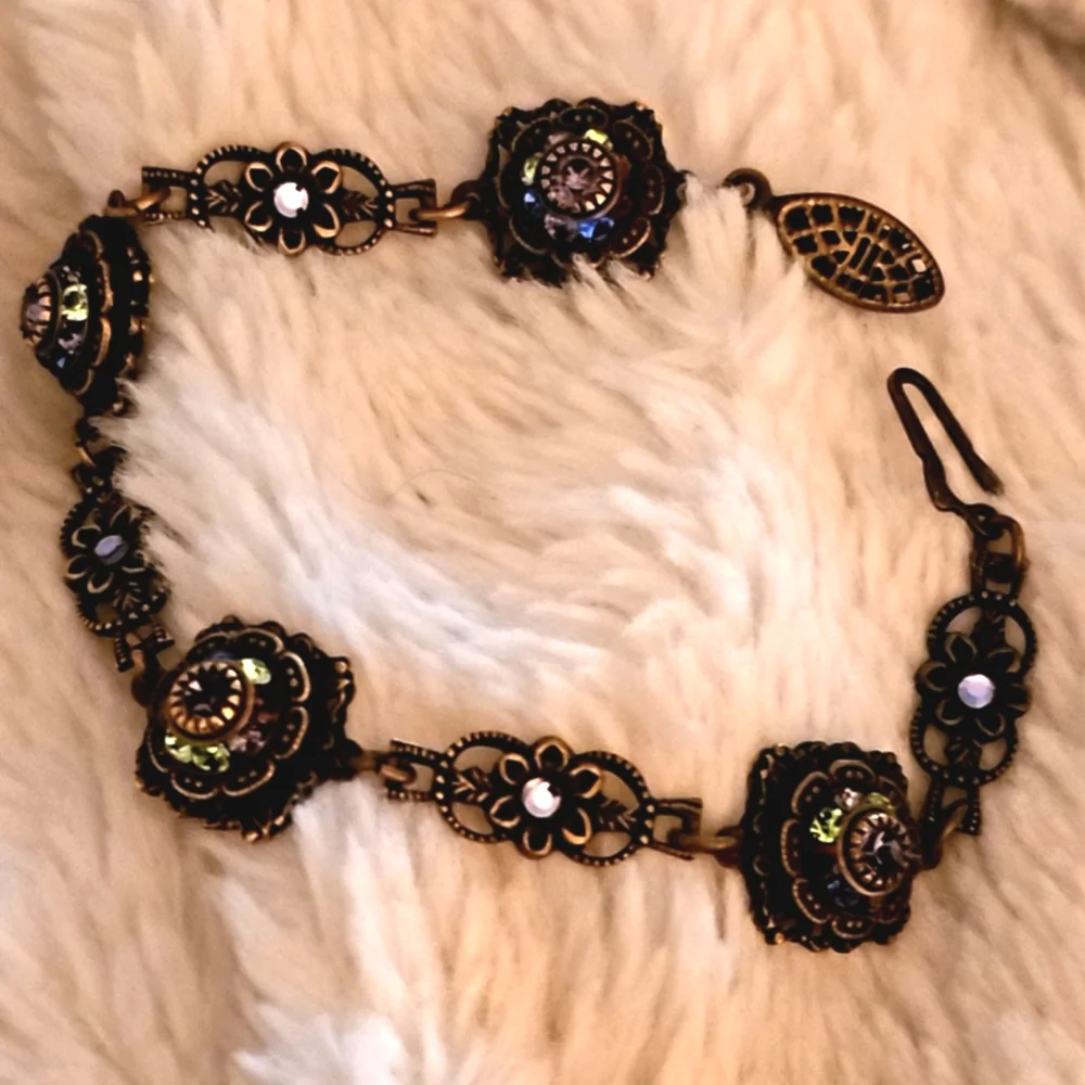 Art Deco Multi Colored Rhinestone Bracelet - Picture 2 of 8